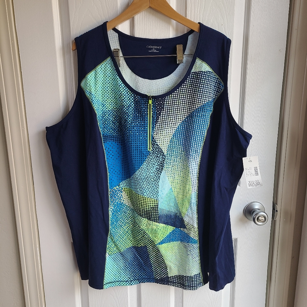 NWT Catherines Navy Blue Tank Top 4X